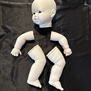24” Unpainted Bisque Baby Doll Kit • Head Arms Legs • Open Eye • Porcelain Parts - Picture 1 of 10