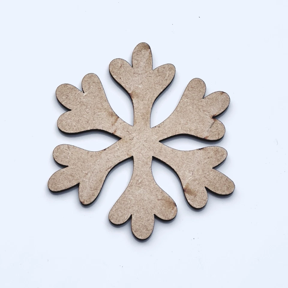 Wooden MDF Snowflake Craft Shape Tags Embellishments Christmas Card Hand Shape - Image 1 of 1