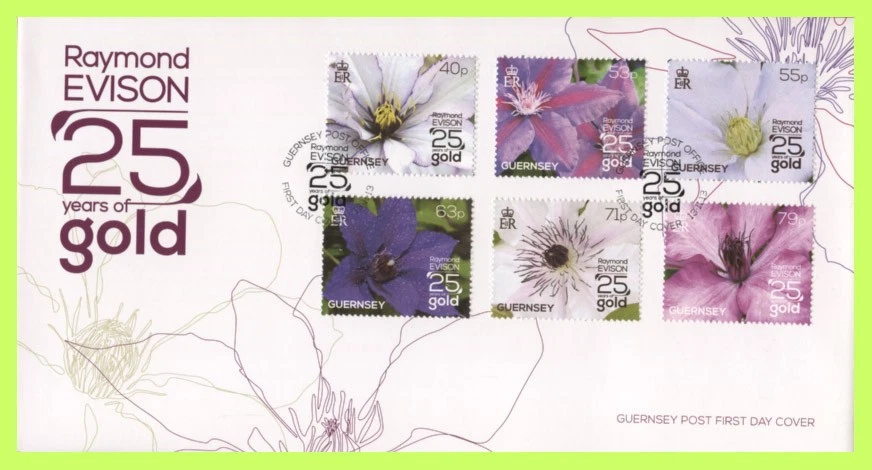 Guernsey 2013 Raymond Evision, Flowers set on u/a First Day Cover - Image 1 of 1