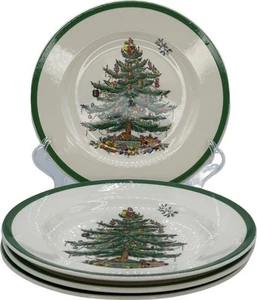 Juego de 4 platos de ensalada de árbol de Navidad Spode Inglaterra de colección - Imagen 1 de 5