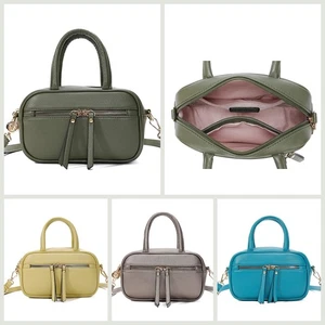 Boutique Reißverschluss Deko Damen Kunstleder kleine Beuteltasche Schulter Top Griff Handtasche - Bild 1 von 16