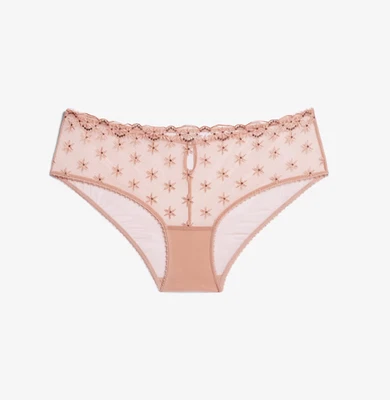 Etam Nacre Embroidered Tulle Boyshort sz L Blush - Image 1 of 4