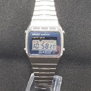 Seiko A133 5000 Digital LCD Watch Blue Face Rare Vintage Japan Quartz Works - Picture 1 of 15