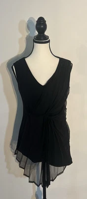 Top Komarov corte asimétrico con superposición de gasa transparente detalles plisados Talla S Foto 1 de 4