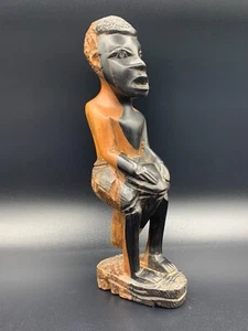 Old African Folk Tribal Wood Wooden Male Drummer Figure Hand Made Statue 10 1/4" - Picture 1 of 7