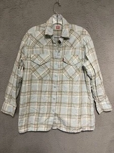 Levi's Flannel Shirt Women's Size XS Oversized Pearl Snap Western Plaid - Picture 1 of 5