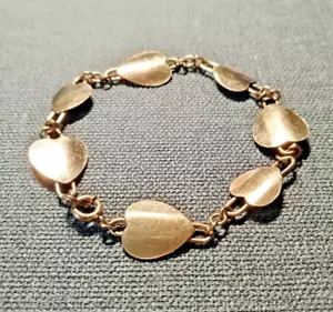 VTG HEARTS CHAIN LINK BRACELET LESTAGE 1/20 12k GF CHILDREN YOUTH SMALL 6" Rare - Picture 1 of 6