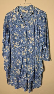 Traje de baño vintage Catalina azul blanco floral cubierta abotonada top camiseta grande XL - Imagen 1 de 4