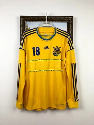 Camiseta de fútbol local Ucrania 2012 fútbol #18 edición jugador Nazarenko manga larga M Foto 1 de 4