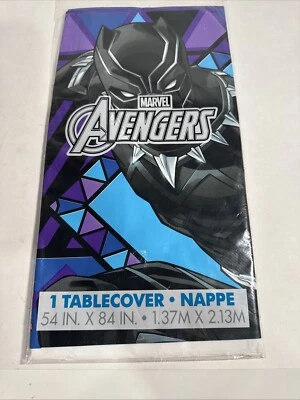2 Pk -Marvel Avengers Black Panther 54”x 84” Plastic Tablecover - Birthday/Party - Image 1 of 4
