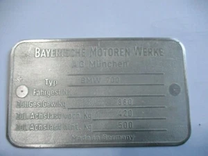  für BMW 700 Typenschild Schild Id-plate S66 Plakette - Picture 1 of 1