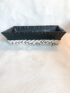 BELL LINE 705 Planter Black White Vine Berries Rectangular Vintage 10x6 MCM - Picture 1 of 5