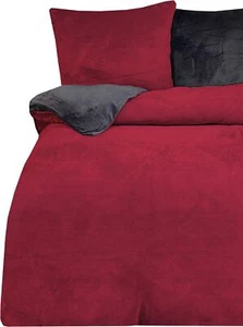 Winter Bettwäsche 155x220 cm Teddy Plüsch Nicki Warme Uni bordeaux Übergröße - Bild 1 von 5
