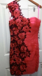 Marcia Ann Design Fuschia Short Prom Ballroom Party Dress size 10 One Shoulder - Picture 1 of 10