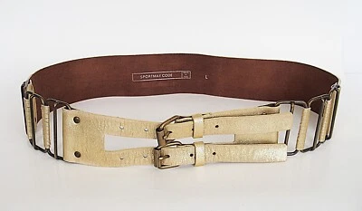 Cinturón de cuero dorado antiguo Sportmax Code para mujer talla L Foto 1 de 4