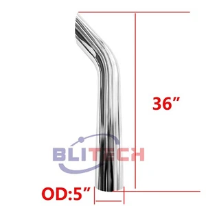 New Chrome 5"OD X 36" Length Bull Horn Stack Pipe Truck Exhaust Pipe - Picture 1 of 6