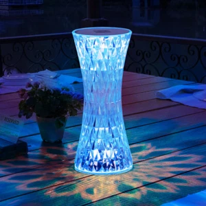 Luce da Tavolo Lampada di Cristallo Cambiamento Colore RGB Letto Altezza - Foto 1 di 12