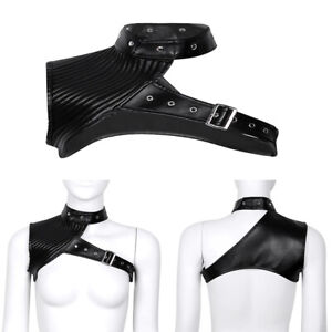 Women's One Shoulder Adjustable Steampunk Gothic Chest Harness Corset Bustier