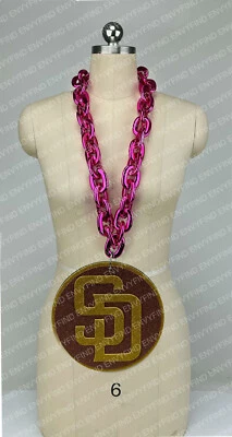 New MLB SAN DIEGO PADRES HOT PINK Bling Glitter Fan Chain Necklace Foam MadeinUS - Image 1 of 3