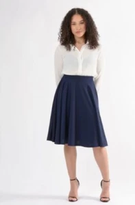 Ladies Skater Skirt Plain Knee Length Elasticated Waist Swing Flared Midi Skirt - Picture 1 of 13