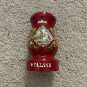 Holland Miniatur rot Holz handbemalt Knospen Vase 4" hoch NEIN - Bild 1 von 2