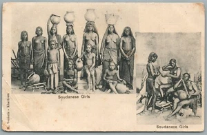 SUDANISCHE MÄDCHEN ANTIKE POSTKARTE - Bild 1 von 2