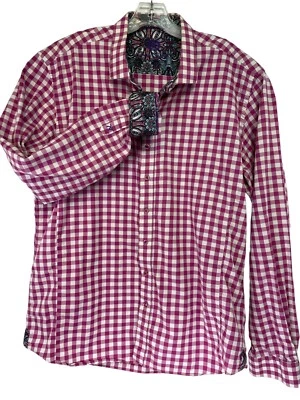 Au Noir Mens Size XL Red/White Gingham Plaid Flip Cuff Dress Shirt (U9) NW/OT - Image 1 of 4