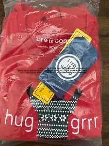 Christmas Pajamas - Life is Good - Kid's - Boys - Size 10 - Hug Grrr - Red - Picture 1 of 4