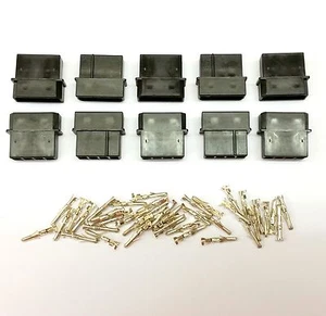 PK OF 10 - MALE 4 PIN MOLEX PC PSU POWER SUPPLY CONNECTOR - BLACK INC PINS - Picture 1 of 6