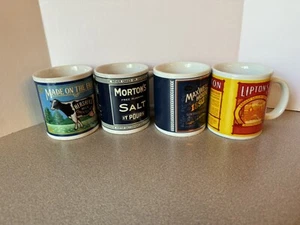 Vtg Set Of 4 Nostalgia Brand Mugs Hershey Lipton Morton Maxwell House 2A - Picture 1 of 16