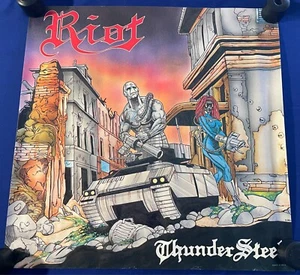 vintage 1988 Riot Thunder Steel PROMO POSTER 23x23in UNUSED CBS METAL - Picture 1 of 2