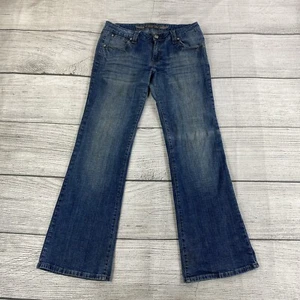 C est Toi Bootcut Jeans Women Size 11 Blue Denim Stitched Pocket Pants - Stretch - Picture 1 of 12