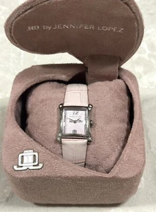 JLO By Jennifer Lopez Watch ~ Crystal Genuine Leather Pink Wristband - Picture 1 of 5