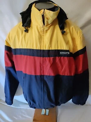 Chaqueta Abrigo Chaps Ralph Lauren Azul Marino Rojo y Amarillo Poliéster Sudadera con Capucha Cremallera Completa L De Colección Foto 1 de 4