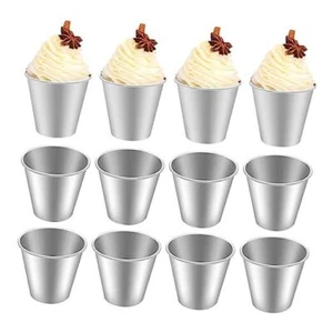 12 Pcs Pudding Molds Flan Molds for Baking Aluminum Baking Cups Muffin Tin - Picture 1 of 8