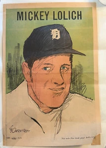 1972 Baltimore Sun Mickey Lolich Baseball Poster from Sunday Newspaper Comics - Picture 1 of 6