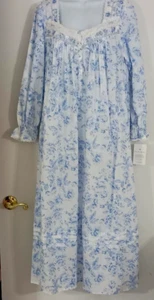 Eileen West blau Blumenmuster Langarm 100% Baumwolle Rasen Ballett Nachthemd M - Bild 1 von 7