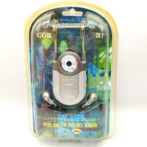 Coby CX-7 Mini AM FM Pocket Radio DBBS Portable Earphones Neck Strap New - Picture 1 of 3