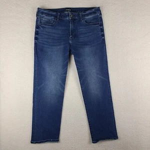 Express Jeans Mens 34x30 Straight Fit Blue Dark Wash - Picture 1 of 14