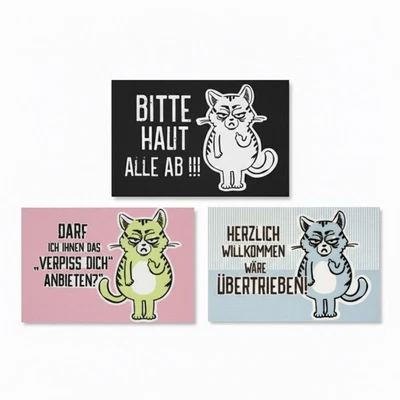 Schmutzfangmatte Miesekatze 60x40 cm Türmatte mit Katzenmotiv & Spruch Fußmatte - Bild 1 von 4