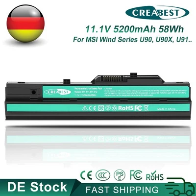 BTY-S11 BTY-S12 5.2Ah 58Wh Akku Für MSI Wind U90 U100 MS-N011 Advent 4212 4211 - Bild 1 von 4