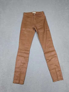 L'AGENCE Jeans Womens 24 Cognac Coated High Rise Skinny Ankle Slit Made in USA - Picture 1 of 14