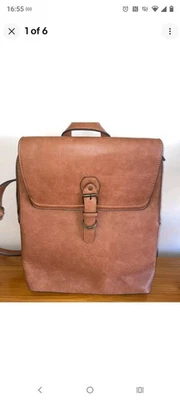 Next Dark Tan Backpack Padded Pockets Zip Inner Pocket 2 compartments mint cond - Image 1 of 4