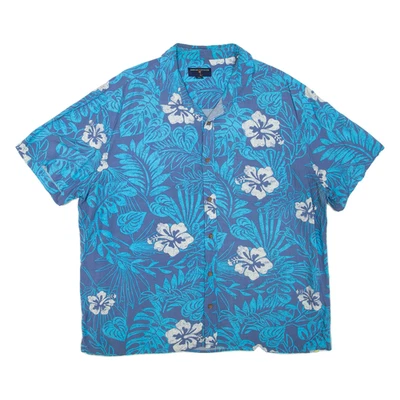 MARGARITAVILLE Mens Hawaiian Shirt Blue Floral XL - Image 1 of 4