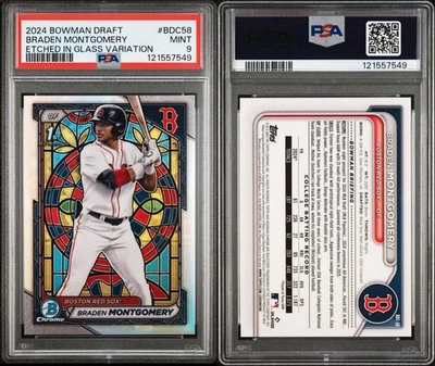 Bowman draft 2024 grabado en vidrio variación #BDC58 BRADEN MONTGOMERY PSA 9 Foto 1 de 3