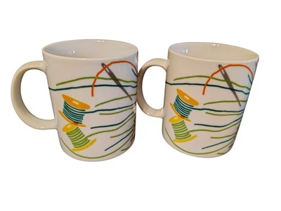 2 West Elm, Alliance for Artisan Enterprise Coffee Cup Mugs Sewing Needle Thread - Image 1 of 3