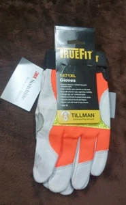 Tillman 1471 TrueFit Top Grain Goatskin Work Gloves XL White Orange Elastic Cuff - Picture 1 of 7