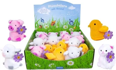 Bauernhof Tiere Plüsch mit Ton 8 cm niedlich Küken Schwein Katze Lamm Set NEU ♥ - Bild 1 von 4