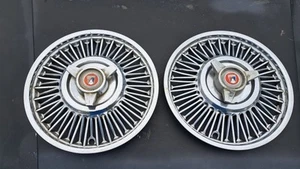 Pair 2 Ford Falcon 13" Wire Spoke Spinner Hubcaps Wheel Covers 1964 1965 1966 - Picture 1 of 11