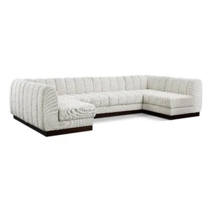 Meridian Furniture Quinn 6-Piece U-Shaped Fabric Modular Sectional in Cream - Picture 1 of 19
